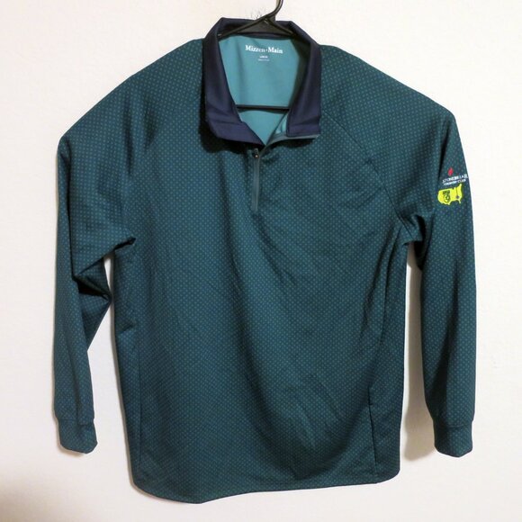 Mizzen Main Pullover Mens Large Long Sleeve 1/4 Zip Golf Green White Stars - Picture 2 of 7